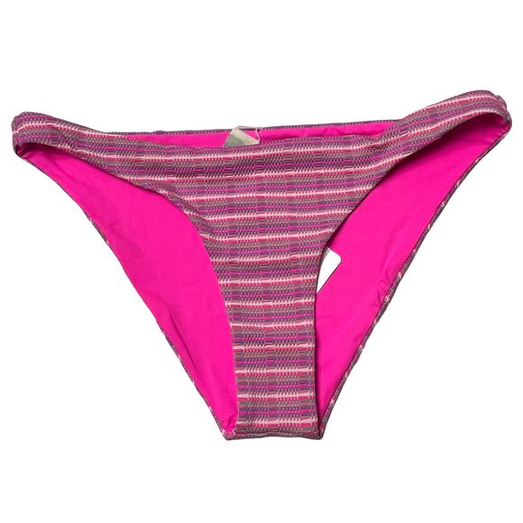 L*SPACE Camacho Bikini Bottoms Electric Pique Pink Stripe Stretch Size XL NEW - Picture 3 of 7